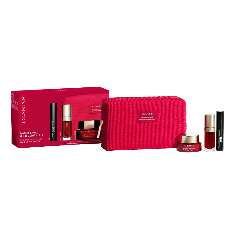 CLARINS VP POUCH LISSE MINUTE( LISSE MINUTE +LIP OIL NBR 03+MINI XXL 3ML)